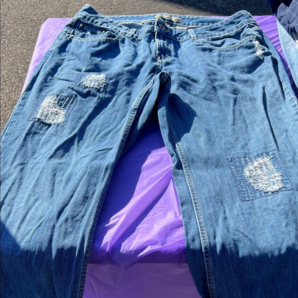 Old Navy Blue Distressed Boyfriend Jeans